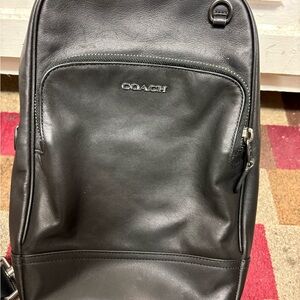 Coach Graham Pack Unisex Black Leather Sling Bag